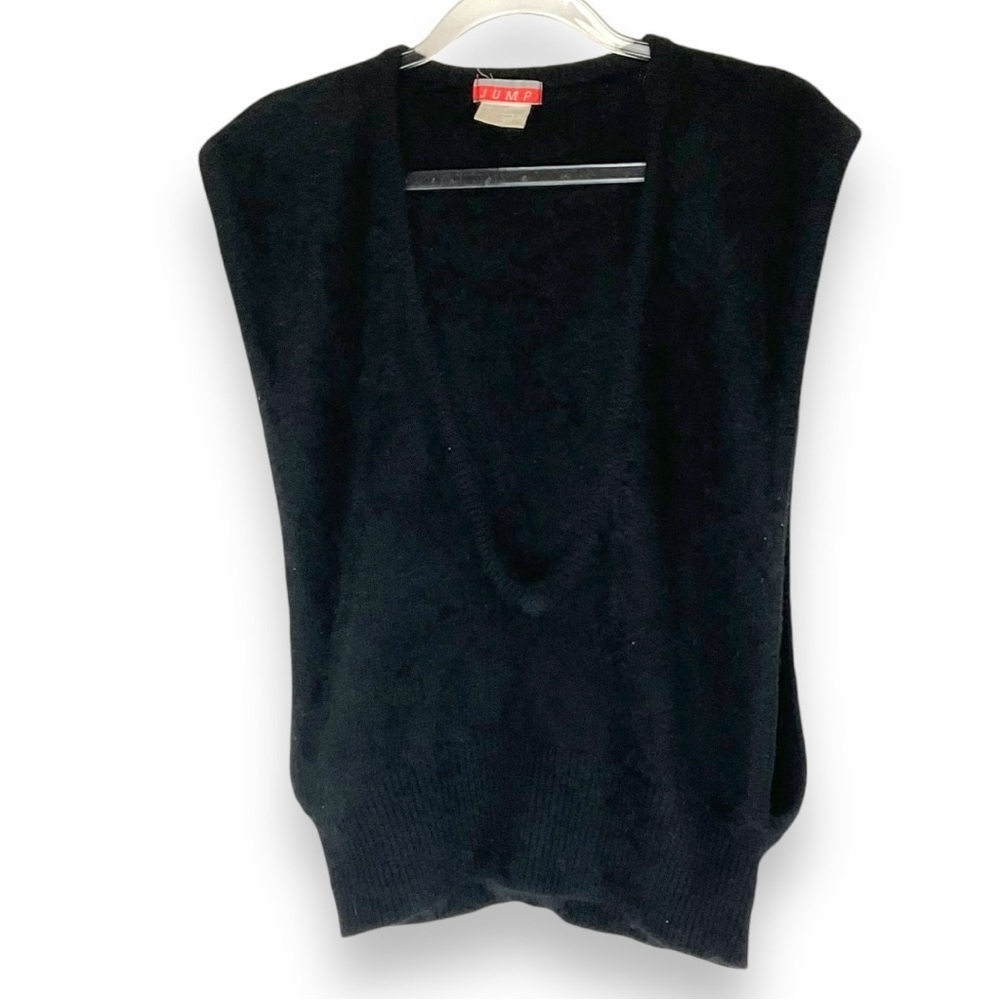 Vintage Black V-Neck Sleeveless Sweater Vest